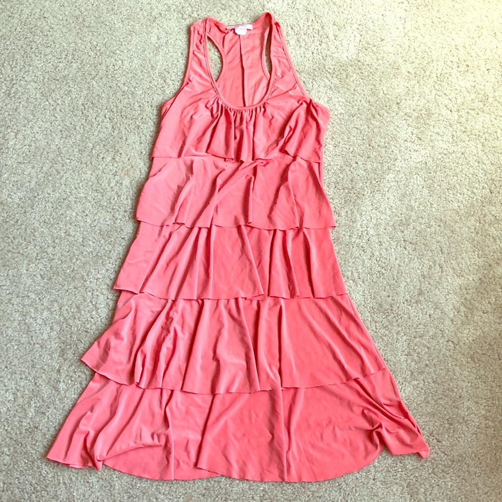 Coral layered spandex party dress